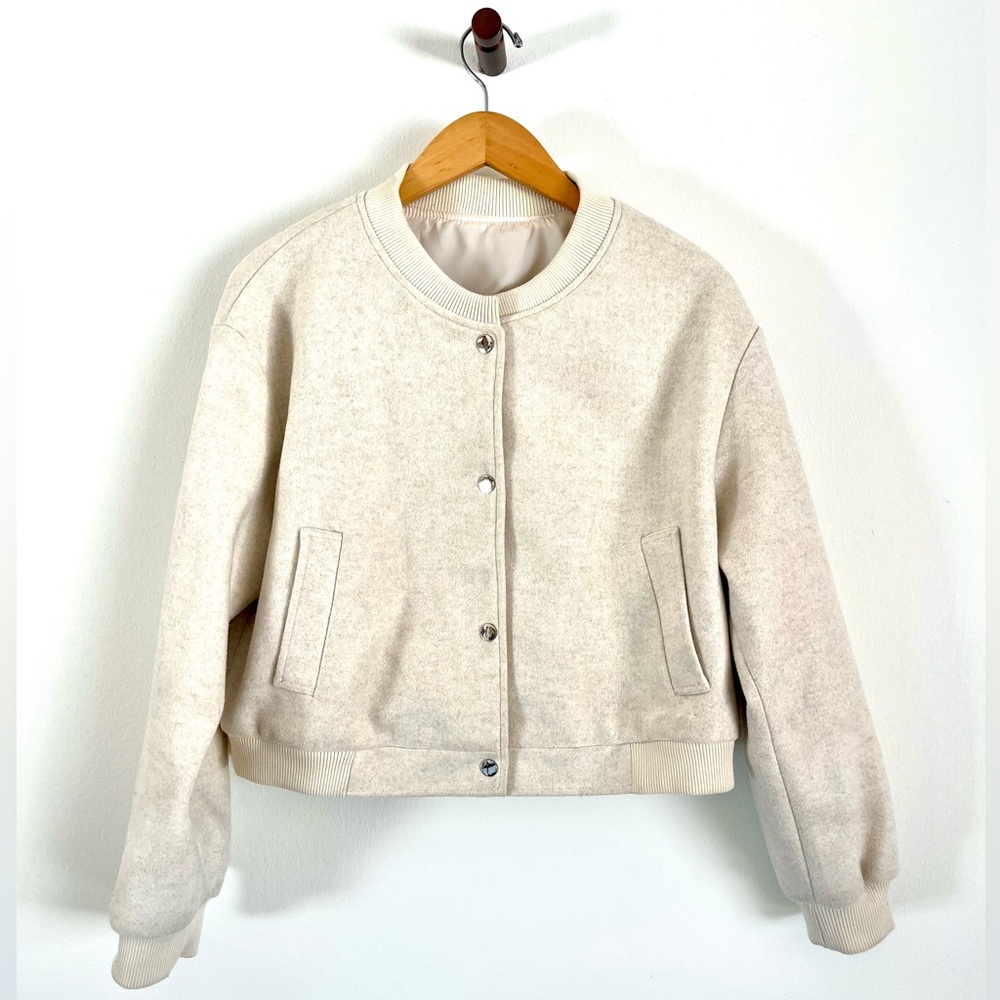Women's Off-White Lined Bomber Jacket